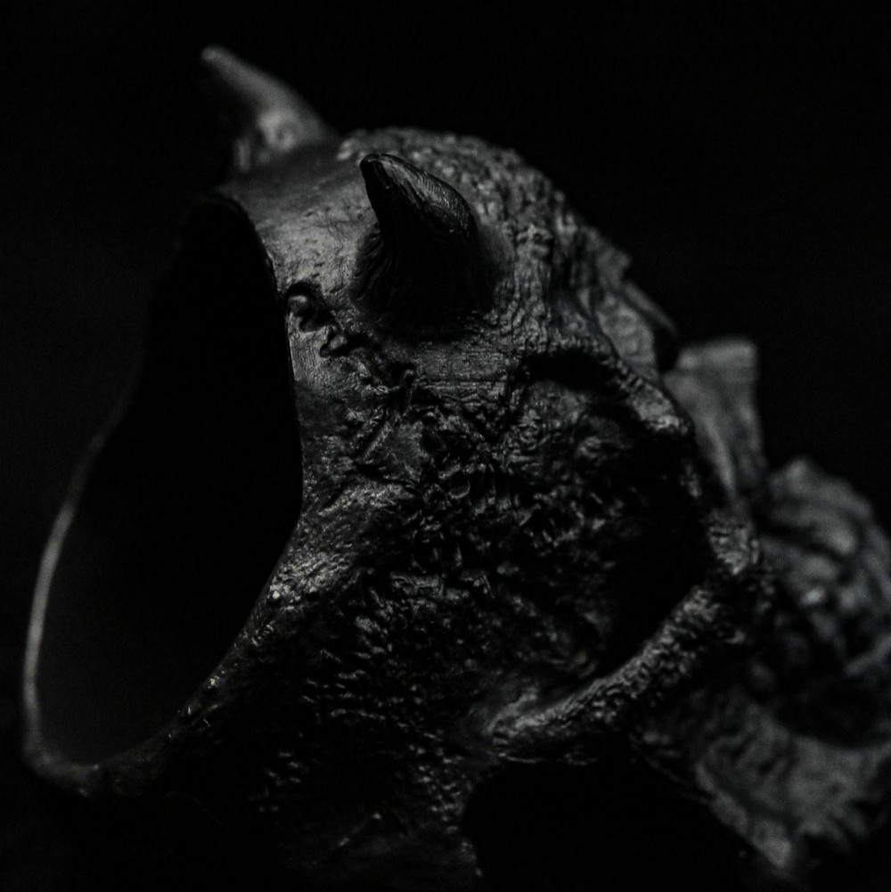 スカルシルバーリング、ホーン付きスカルリング、ディテール925スターリングシルバーリング、メンズスカルリング、モーターサ