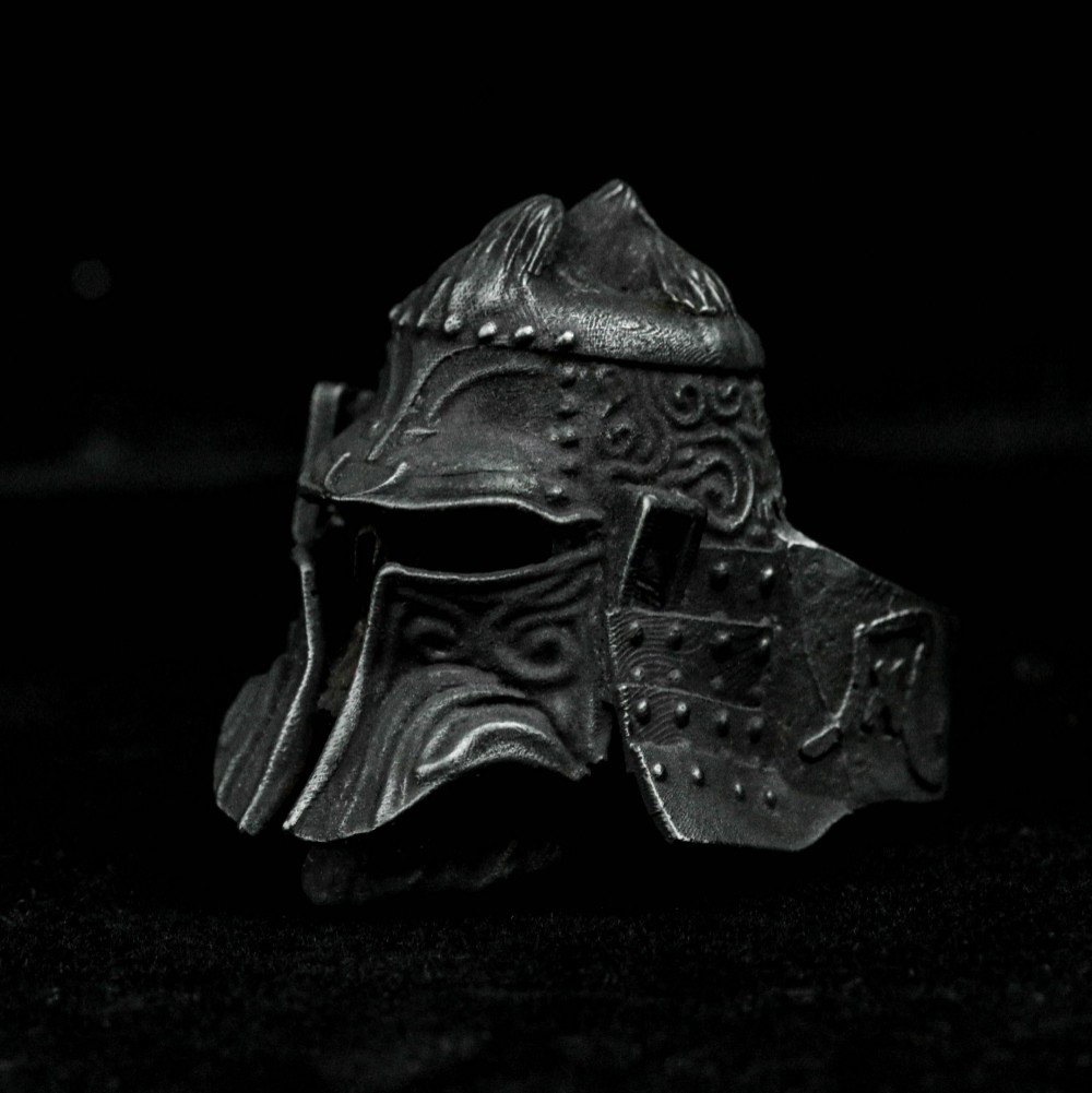 日本の侍ヘルメットリング、マスクヘルメットリング、925スターリングシルバーリング、真鍮リングカスタムジュエリー、手作り