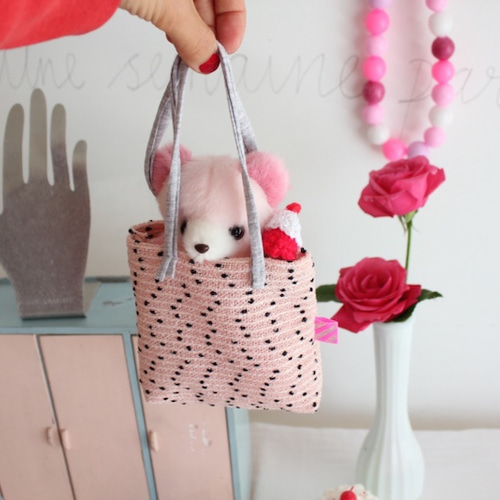 ファンシーアラモード・ ソフィーエショコラ ぬいぐるみ　ミニサイズ　くまちゃん 1点物コラボベア】ピンクパープル・ファンシーアラモード x