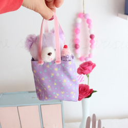 ファンシーアラモード・ ソフィーエショコラ ぬいぐるみ　ミニサイズ　くまちゃん 1点物コラボベア】パープル・ファンシーアラモード x ソフィーエ