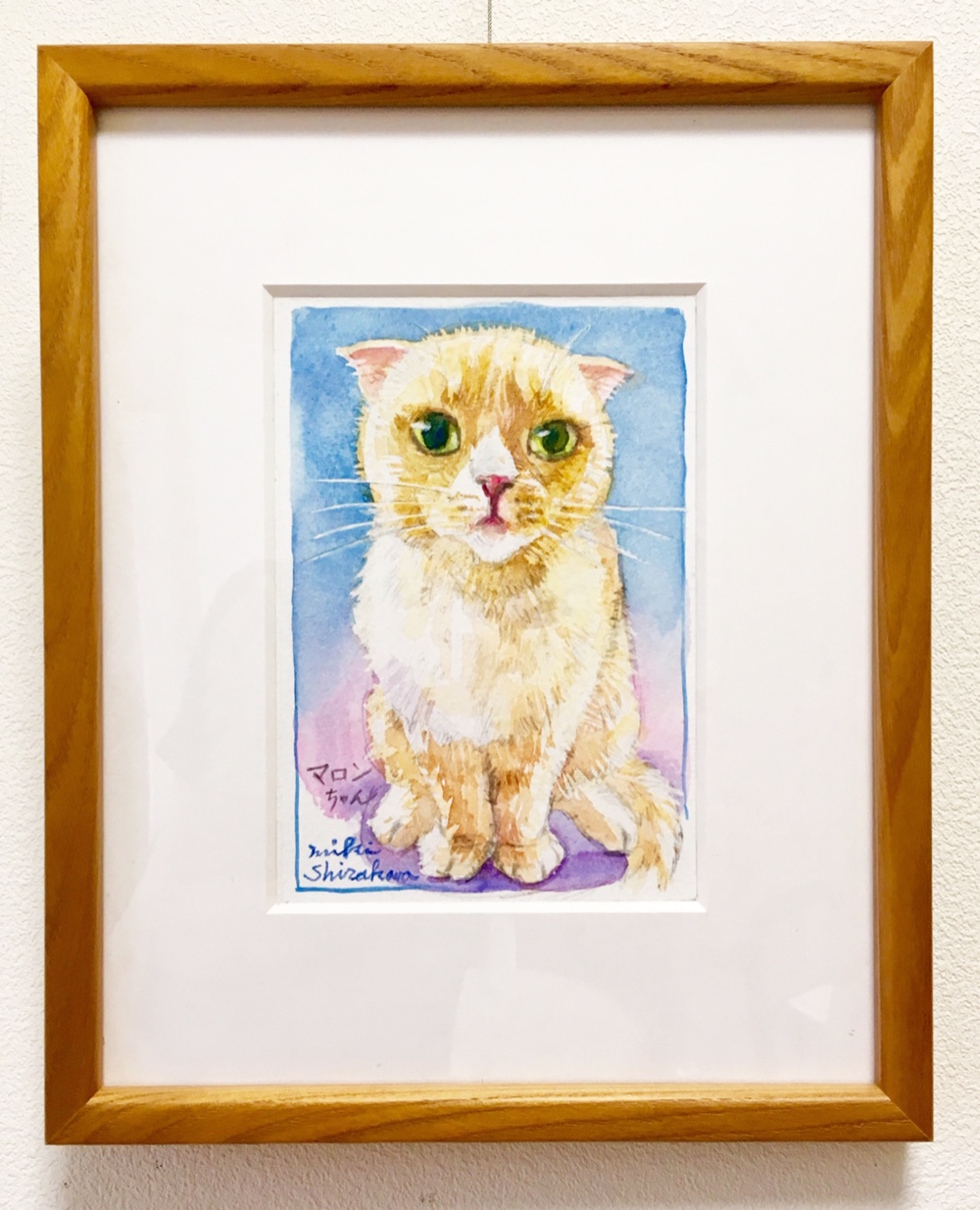 ねこの似顔絵、額入り リアル 似顔絵、ペット肖像画、似顔絵