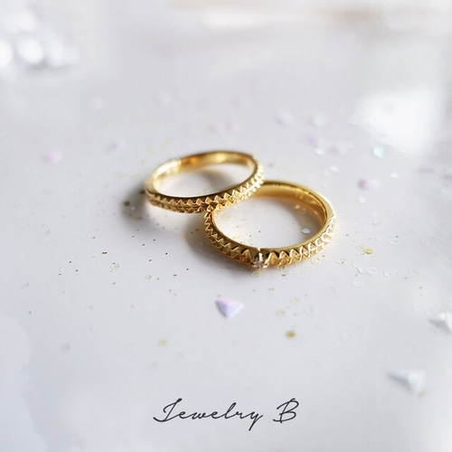 203jewelry】9号 スタッズ スター 2連リング シルバー ゴールド