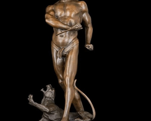 ギリシャ神話少年と虎 インテリア 彫刻 銅像 60cm 13kg その他