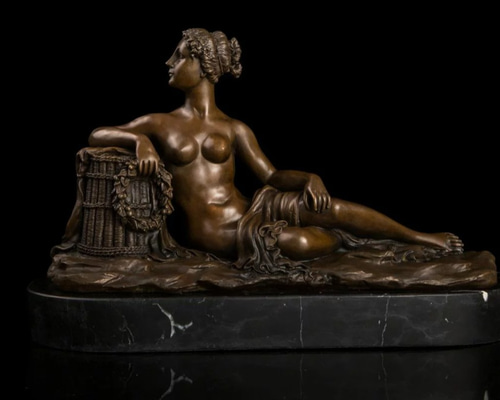 永楽】 大型ブロンズ像 横になった裸婦 インテリア 彫刻 銅像 16.9kg