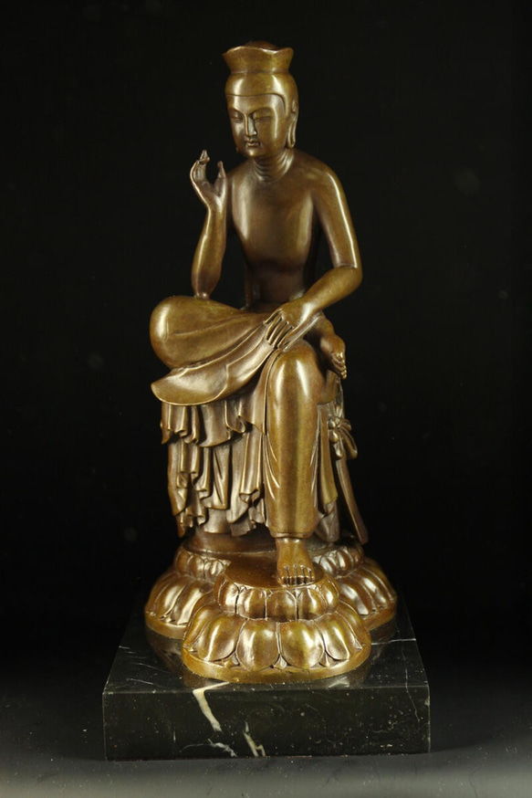 ブロンズ像仏教美術弥 勒菩薩半跏思惟像 広隆寺の宝冠弥勒インテリア