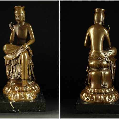 ブロンズ像仏教美術弥 勒菩薩半跏思惟像 広隆寺の宝冠弥勒インテリア