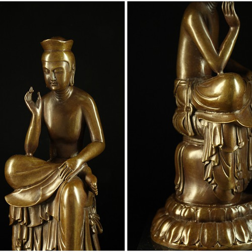 ブロンズ像仏教美術弥 勒菩薩半跏思惟像 広隆寺の宝冠弥勒インテリア