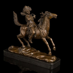 ブロンズ 彫刻 人と馬 木製台座 ブロンズ 彫刻 人と馬 木製台座