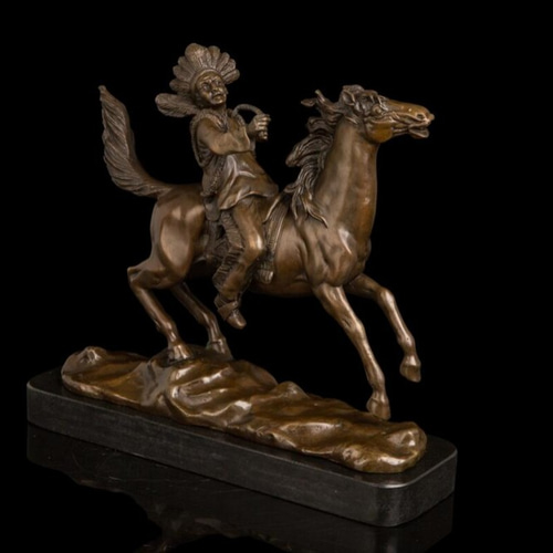 大人気ブロンズ像 馬に乗る男子 インテリア家具 置物 彫刻 銅像