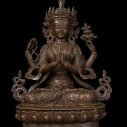 仏教美術 ブロンズ像 四臂観音菩薩像 20cm インテリア家具 置物 彫刻