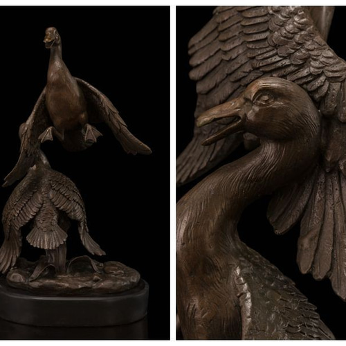 動物ブロンズ像 二匹の鶴 大名品インテリア家具 置物 彫刻 銅像 彫像