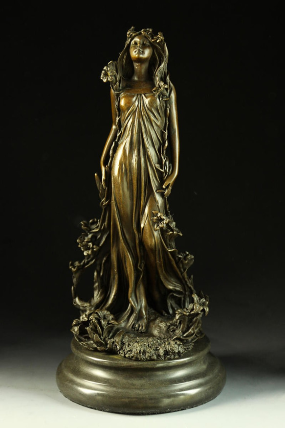 大人気ブロンズ像　花の女神像　Aldo Vitaleh　作　インテリア家具　置物　彫刻　銅像　彫像　美術品フィギュア贈り 1枚目の画像