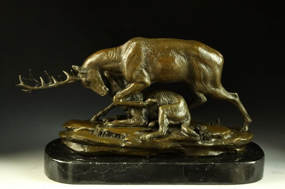 重量動物ブロンズ像『母子の鹿』◇33cm◇大名品P.J. Mene作銅像 重量動物ブロンズ像 母子の鹿 33cm 大名品P.J. Mene作