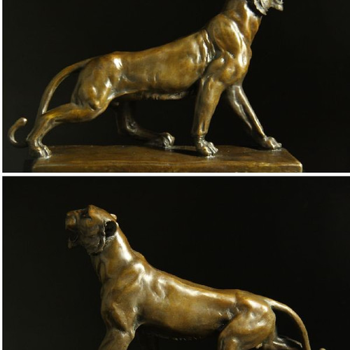 重量動物ブロンズ像 虎 30cm 大名品P.LECOURTIER作 インテリア