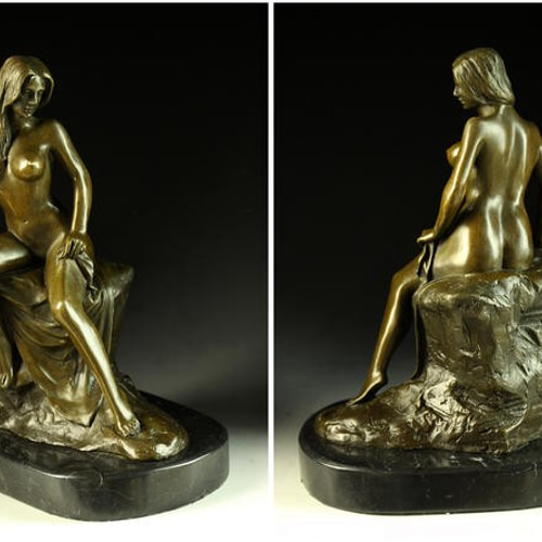 超人気ブロンズ像 座ってる裸少女 MILO 名品インテリア家具 置物