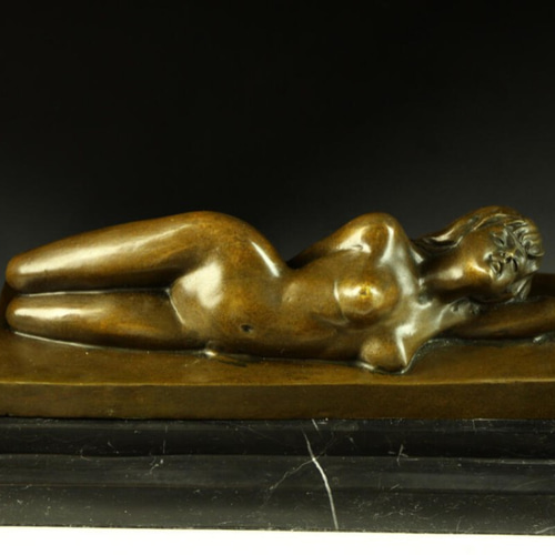 超人気ブロンズ像 横になる裸少女 ミロ名品 インテリア家具 置物 彫刻