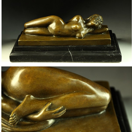 超人気ブロンズ像 横になる裸少女 ミロ名品 インテリア家具 置物