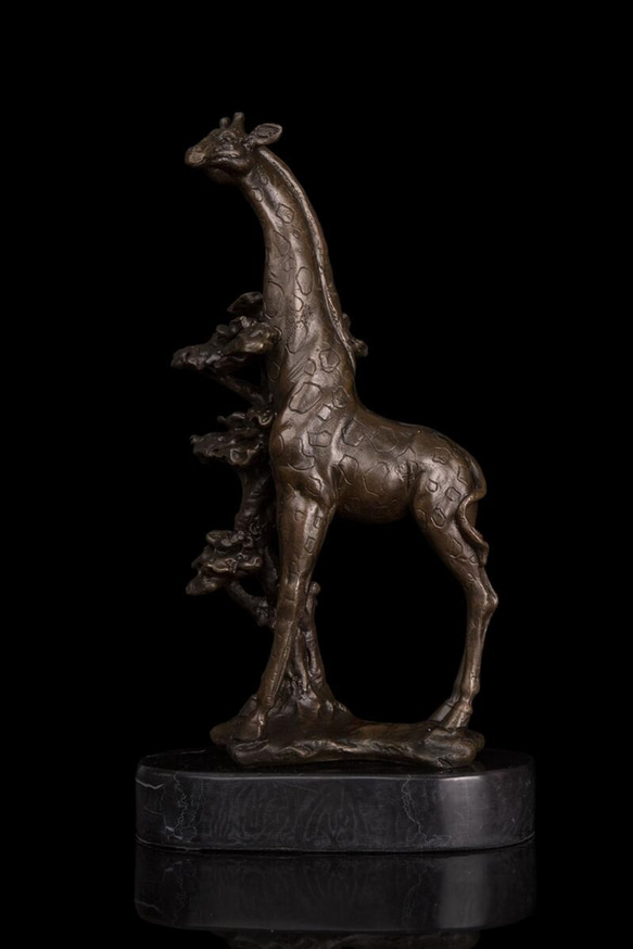 動物ブロンズ像 キリン 28.5cm名品 インテリア家具 置物 彫刻 銅像