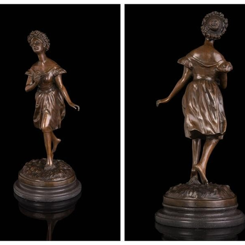 置物人形　神像　銅製　ブロンズ像　置物　インテリア　工芸品　美術品　A1291