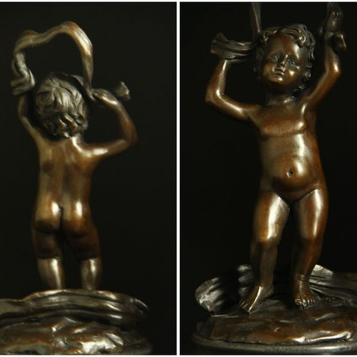 超可愛ブロンズ像 子供 26cmA.Moreau 大名品 インテリア家具 置物 彫刻