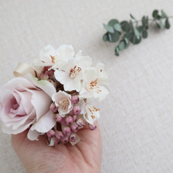 【yuki様オーダー品】桜とバラの花衣コサージュ2点セット（親子ペアサイズ） 3枚目の画像