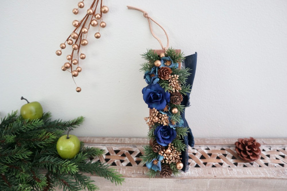 3way・ラッピング付き】しっとりロイヤルブルーのクリスマス木箱