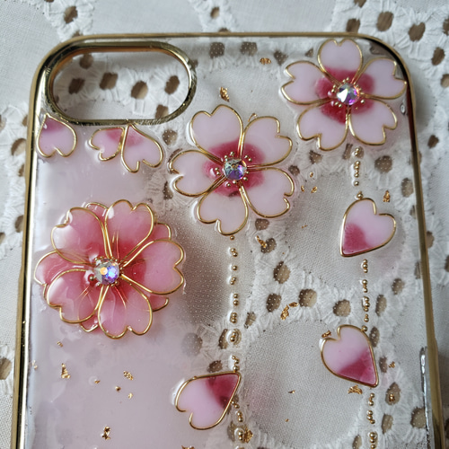 SWAROVSKI - スワロフスキー ビジュ盛り スマホケース キラキラ　スマホカバー 春　桜　ピンク e65cef5788bbbd7e71c4d4ee023871