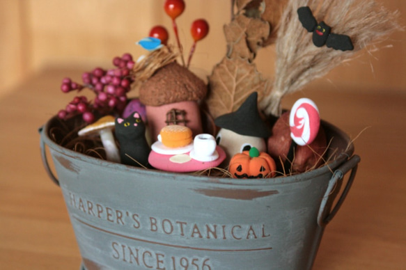 【1点限定作品】ハロウィンガロンのティーパーティー2021秋＊粘土 2枚目の画像