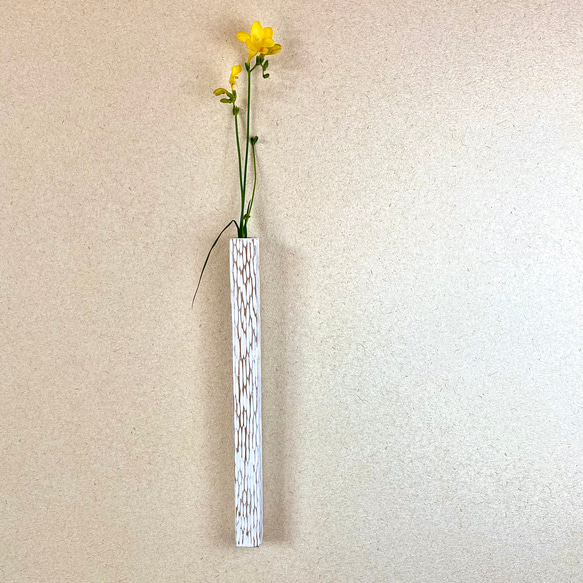 花器　壁掛け　一輪挿し【Fタイプ（ホワイト）】(生花、ドライフラワー共用) 3枚目の画像