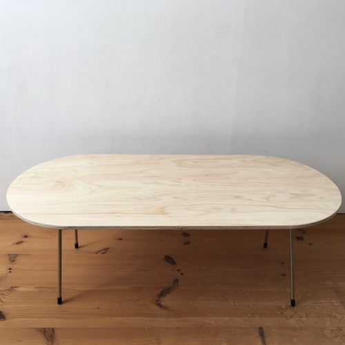 しっかりとした集成材の楕円ローテーブル 130cm ナチュラル DIY