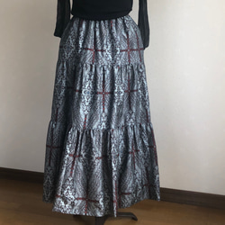 大島紬ティアードスカート 2枚目の画像