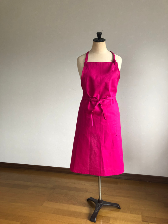 おしゃれなカラーエプロン (ショッキングピンク) エプロン Sewingroom