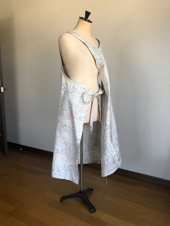 着物リメイク　紬からのエプロンドレス　(オフ白) 6枚目の画像