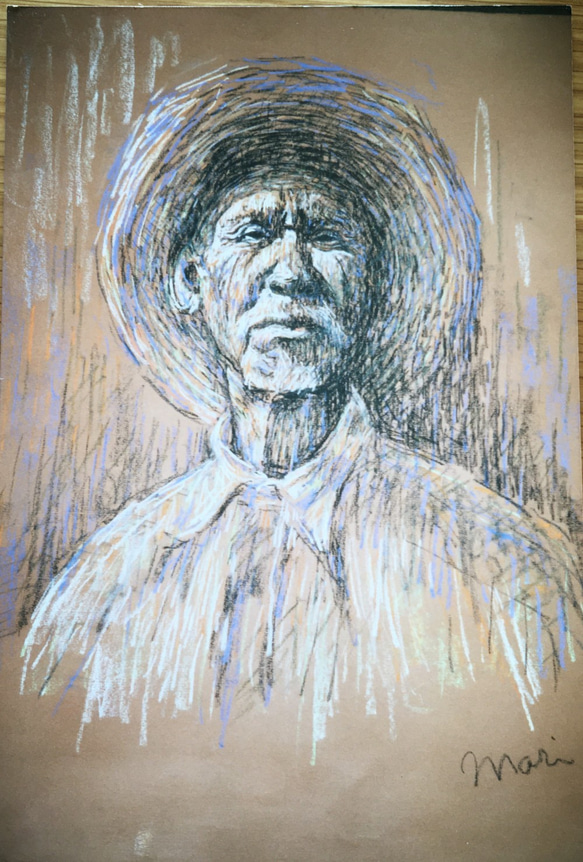 *絵画アート *A Man in New Mexico（'95)インテリア 壁掛け 手描き  パステル画01 1枚目の画像