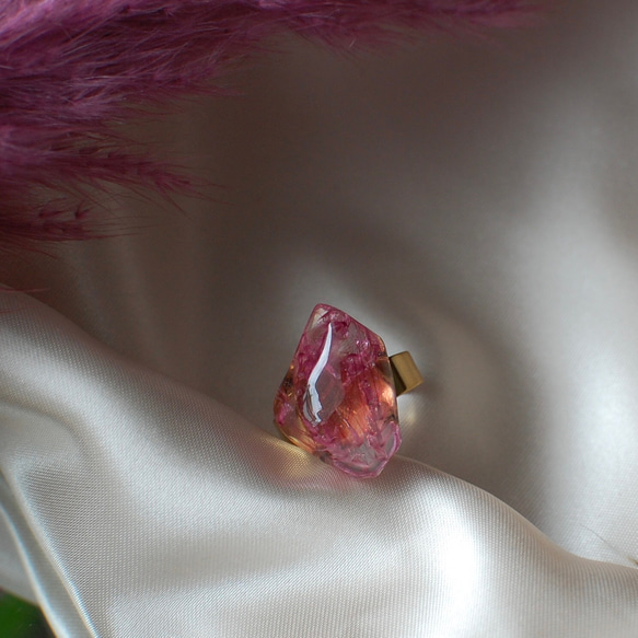 テールリード煌めく氷〜ピンク〜指輪 3枚目の画像