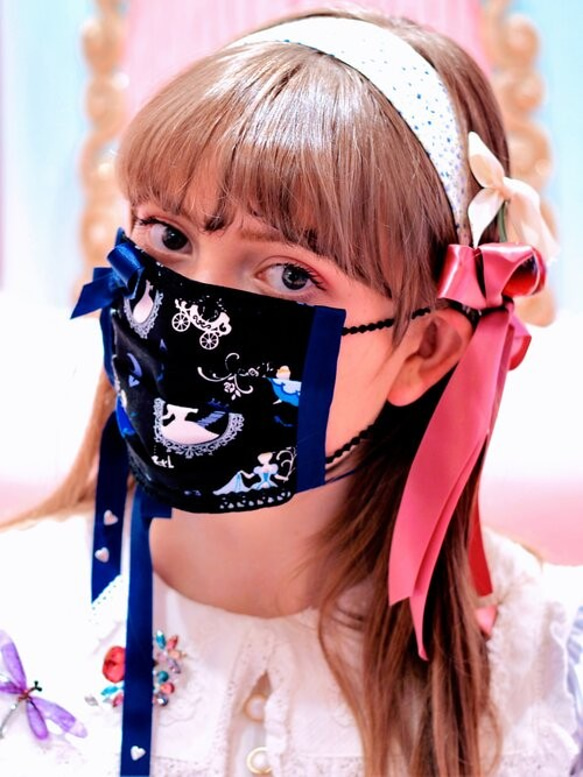 PRINCESS・マスクファッション・コットン・青と黒 2枚目の画像