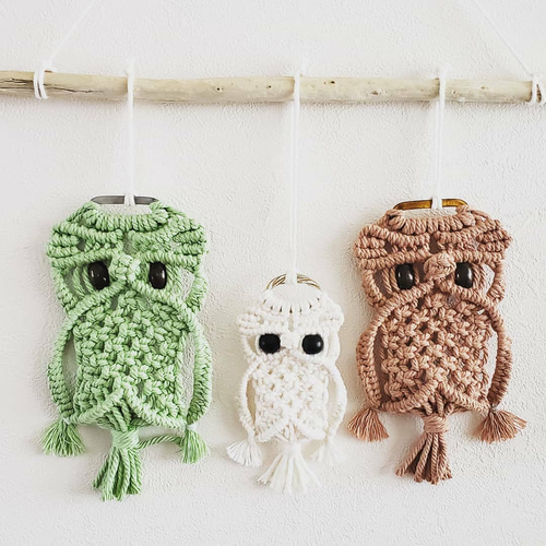 マクラメフクロウファミリー その他インテリア雑貨 Sae.macrame