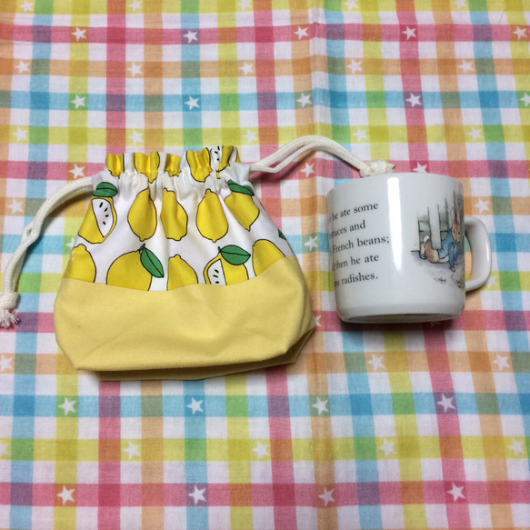 お弁当袋＆コップ袋セット♡レモン 3枚目の画像