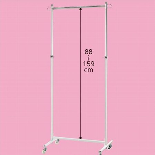 新品□丈夫な業務用ハンガーラック白90cmキャスター付き耐荷重