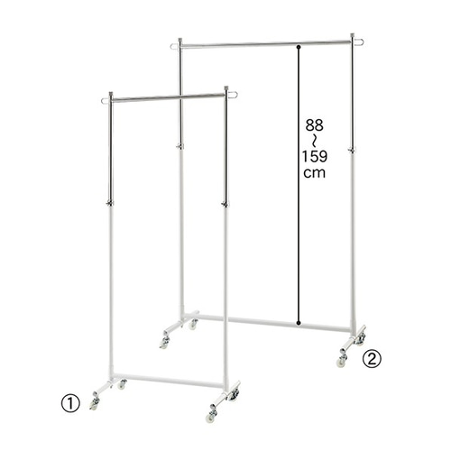 新品■丈夫な業務用ハンガーラック白90cmキャスター付き耐荷重40kg高さ調節可
