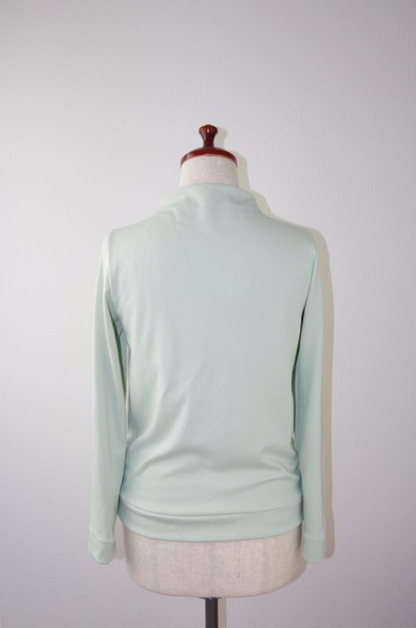 女性らいし襟のカットソー　　9AR　薄エメラルドグリーン 3枚目の画像