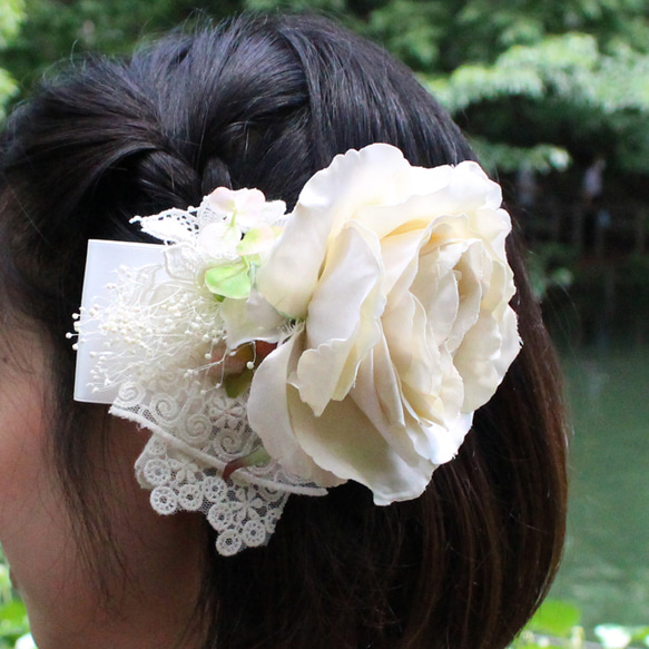 Wedding* White flower ヘッドドレス【HD05】 1枚目の画像