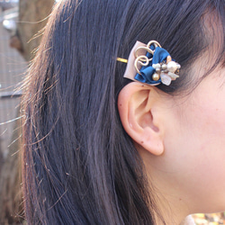 blue ribbon with natural stone hair pin 2枚目の画像