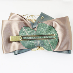 Vintage green ribbon with flower  ヘッドドレス 5枚目の画像