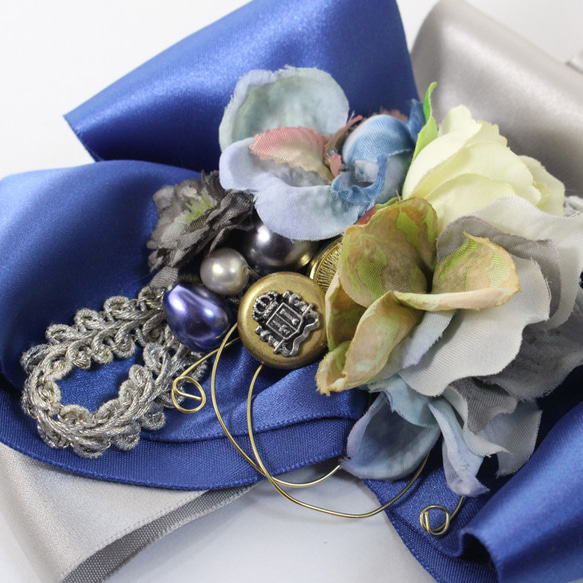 Blue and gray ribbon ヘッドドレス 3枚目の画像