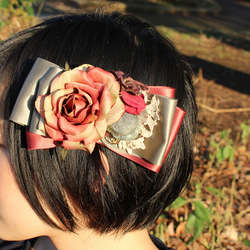 Antique color ribbon with flowerヘッドドレス 2枚目の画像