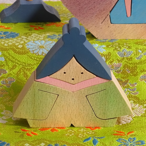 かわいいおひな様　雛人形　桃の節句　木製　木工　組木人形　手作り　-2 4枚目の画像