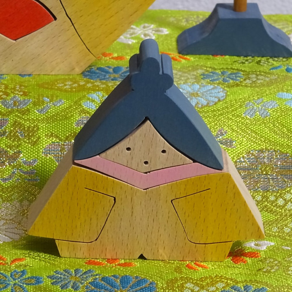かわいいおひな様　雛人形　桃の節句　木製　木工　組木人形　手作り　-2 6枚目の画像