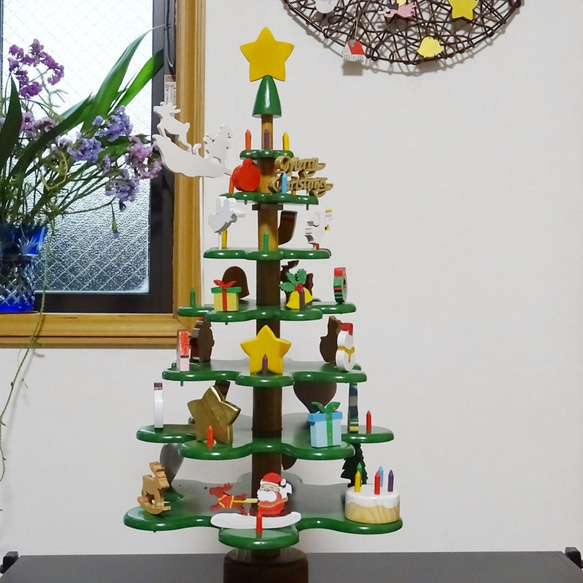 手作りのクリスマスツリー、木工 クリスマスツリー 木工房とんとん