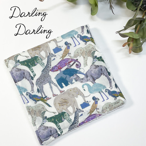 受注製作】ハーフハンカチ リバティ キューフォーザズー（ブルー